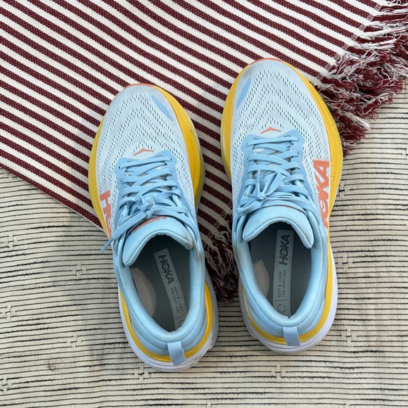 Hoka Light Blue and Yellow Athletic Shoes - Picture 3 of 11
